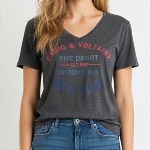 Zadig & Voltaire girl 14 years/S grey V-Neck T-Shirt